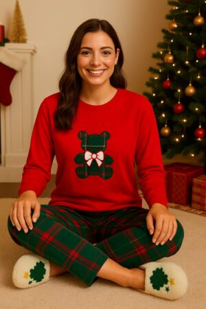 Women’s Christmas Bear Fleece Pajama Set