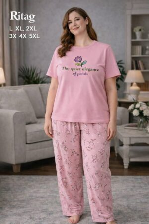 Women’s Pink Floral Print Pajama Set