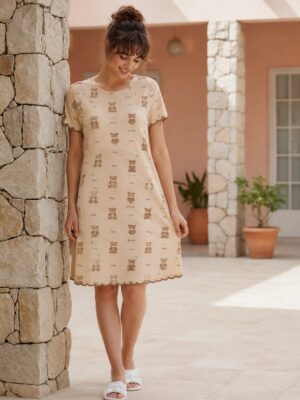 Soft Beige Teddy Bear Nightgown